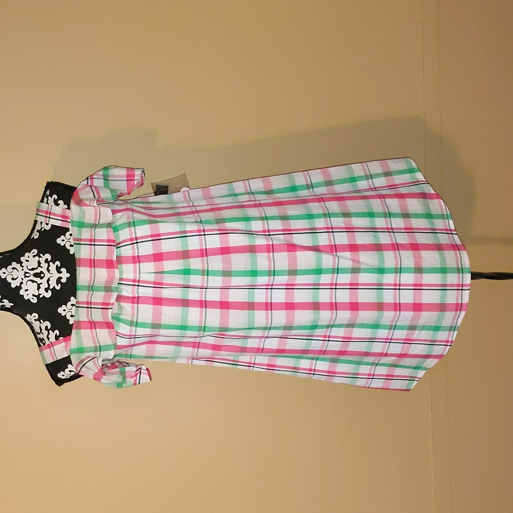NWT Ladies Crown & Ivy petite Pastel Plaid Dress On/Off Shoulder Sz PP